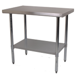 Durable 1200mm 201 Food Grade Stainless Steel Centre Table, Ideal for Commercial Kitchens. Robust Construction Ensures Longevity and Reliability. Front Image.