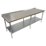Durable 2100mm 201 Food Grade Stainless Steel Wall Table, Ideal for Commercial Kitchens. Robust Construction Ensures Longevity and Reliability. Front Image.