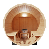 KOVE Outdoor Barrel Sauna – 3–4 Person Garden Sauna with 6kW Harvia Electric Heater