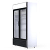 Experience Superior Cooling with our 688-Litre Display Fridge, equipped with Hinged Doors for Commercial Use. Angle -empty-with sorting shelves.