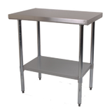 Durable 900mm 430 Food Grade Stainless Steel Centre Table, Ideal for Commercial Kitchens. Robust Construction Ensures Longevity and Reliability. Front Image.