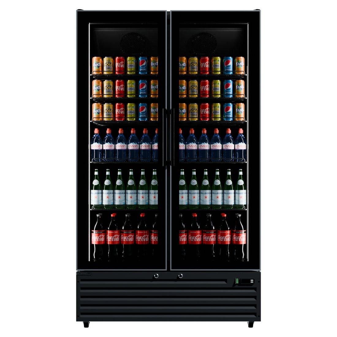 Commercial Upright Bar Fridge With 2 Hinged Glass Doors 758L