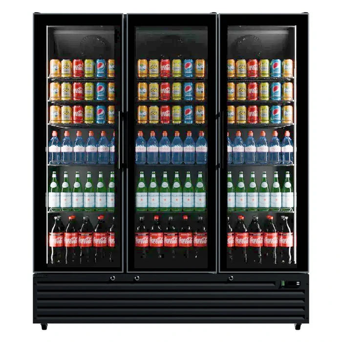 Commercial Upright Bar Fridge With 3 Hinged Glass Doors 1242L