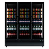 Commercial Upright Bar Fridge With 3 Hinged Glass Doors 1242L