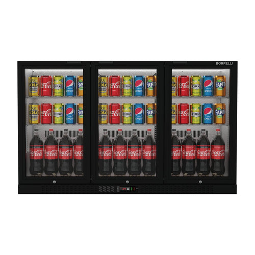 Borrelli three-door commercial bar fridge, 324 litre