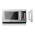 Stainless steel Borrelli 1800w 34L microwave oven featuring a sleek design with a digital timer display, multiple cooking settings, and a side-opening door for professional kitchens.