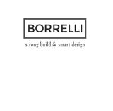 The official Borrelli company logo in black and white, featuring the brand name 'BORRELLI' in bold uppercase letters with the tagline 'strong build & smart design', symbolising quality and innovation in commercial kitchen equipment.