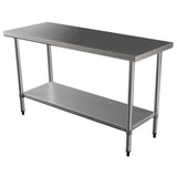 Durable 1500mm 201 Food Grade Stainless Steel Centre Table, Ideal for Commercial Kitchens. Robust Construction Ensures Longevity and Reliability. Front Image.