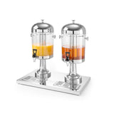 Refreshing 16L Double Juice Dispenser with Ice Chambers, Perfect for Serving Variety. Robust Construction for Durability and Reliability. Front Angle Image.