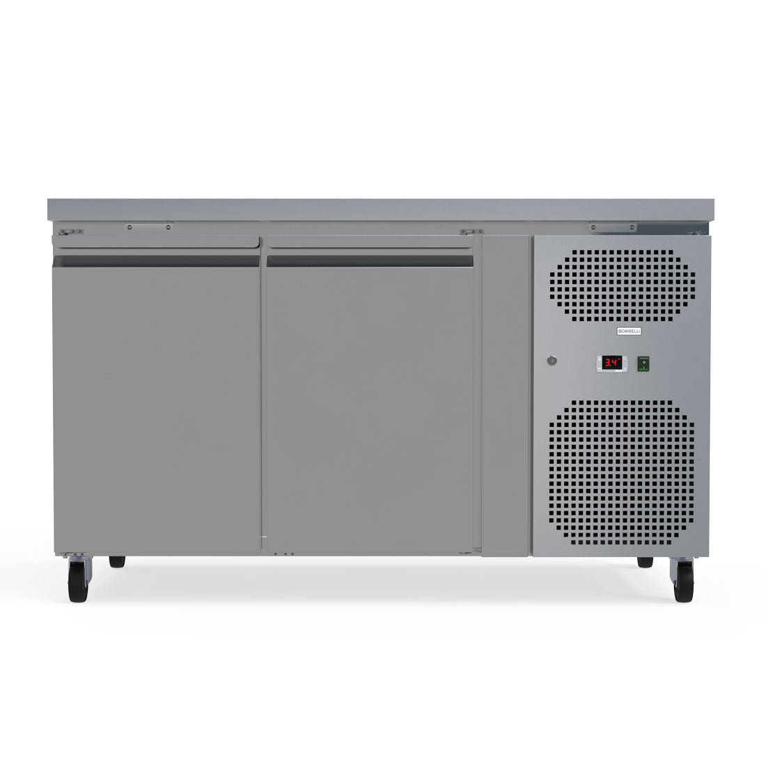 260L Commercial Counter Fridge, Perfect For Food Service Businesses. Adjustable Shelving Maximizes Storage Efficiency. Front Image.