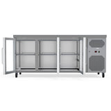 High-Capacity 403L Commercial Counter Fridge, Perfect For Busy Kitchens And Food Service Establishments. Spacious Interior With Adjustable Shelving To Accommodate Various Products. Front Empty Door Opening Image.