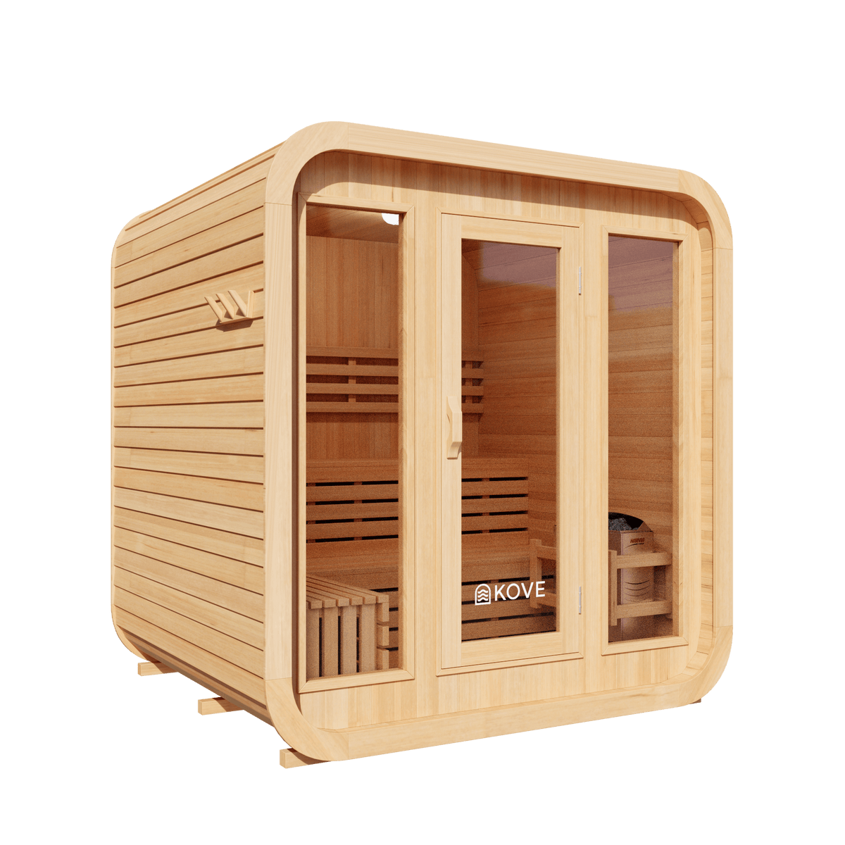 KOVE Cube Sauna 3–4 Person Outdoor Sauna – Premium Spruce Wood, 6kW Harvia Heater, Modern Cube Design