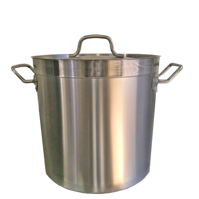 50L Stainless Steel Stock Pot, Essential for Cooking in Commercial Kitchens. Robust Construction for Durability and Reliability.Front Image.