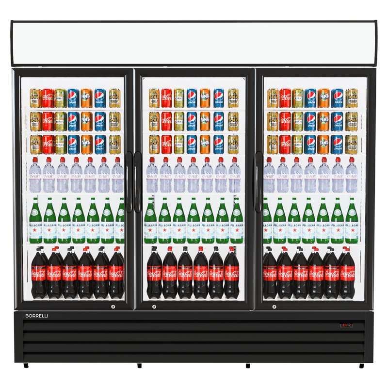 Commercial Display Fridge With 3 Hinged Glass Doors 1383L