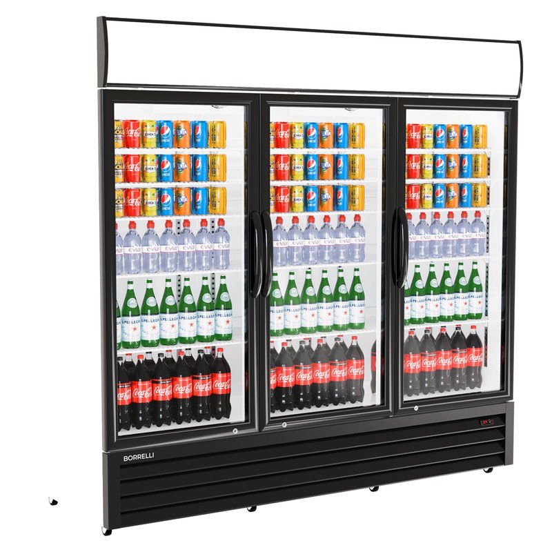 Commercial Display Fridge With 3 Hinged Glass Doors 1383L