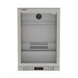 Borrelli 130 stainless steel commercial bar fridge, empty interior with textured stainless finish and adjustable wire shelves