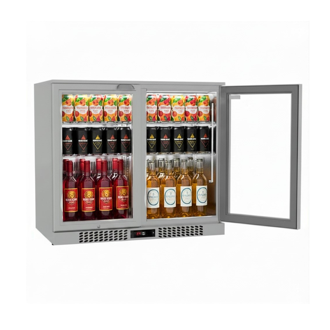 Commercial Stainless Steel Bar Fridge With 2 Hinged Doors 207L