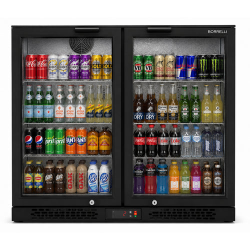 Borrelli two-door commercial bar fridge, 207 litre