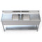 Front view of the Borrelli stainless steel double bowl sink with double drainer, 1800mm, featuring a sturdy structure and contemporary finish.