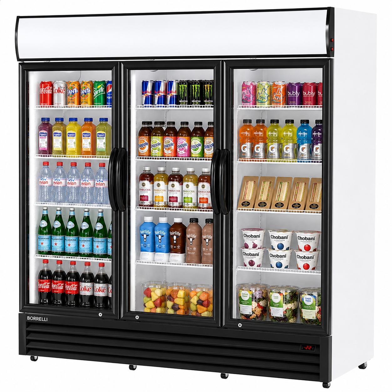Commercial Display Fridge With 3 Hinged Glass Doors 1383L