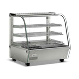 120-liter heated food display showcase with curved glass for enhanced visibility and presentation