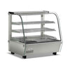120-liter heated food display showcase with curved glass for enhanced visibility and presentation