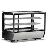 Modern 160-litre Borrelli countertop refrigerated display with straight glass, featuring three accessible levels for optimal product visibility and cooling in food service locations.