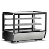 Modern 160-litre Borrelli countertop refrigerated display with straight glass, featuring three accessible levels for optimal product visibility and cooling in food service locations.