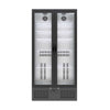 Empty Borrelli 510U commercial bar fridge with closed glass doors, showcasing a sleek and modern design.
