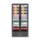 Borrelli 510U commercial bar fridge fully stocked with assorted beverages, showcasing product visibility through closed glass doors.