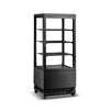 Borrelli 78L refrigerated food display showcase in black with LED lighting, angled view