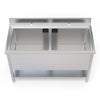 Dual-bowl commercial stainless steel potwash sink, featuring large capacity for high-volume kitchens, with durable construction and easy-to-clean surfaces