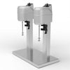 Commercial twin-head milkshake maker with stainless steel design, perfect for enhancing beverage service efficiency