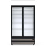 Experience Efficiency with our 1000-Litre Display Fridge, equipped with Sliding Doors for Commercial Use. front view.