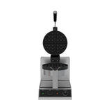 Professional single waffle iron open, ready for batter, ideal for quick service