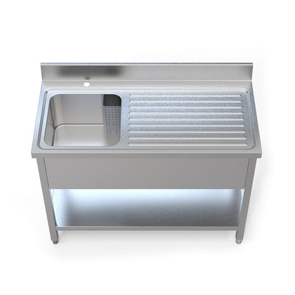 Borrelli Stainless Steel Single Bowl Sink Right Hand Drainer - 1200mm