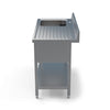 Side view of a Borrelli 1200mm commercial stainless steel sink with a right-hand draining board, showcasing the sleek finish and robust construction.