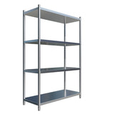 Optimize Your Storage Space with our 900mm Wide Stainless Steel Shelving Bay, Featuring 4 Solid Stainless Steel Shelves. Designed for use in commercial kitchens, medical facilities, and sensitive working areas where hygienic storage is crucial.Angle_view.