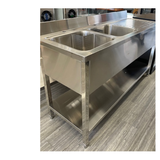 Borrelli Stainless Steel Double Bowl Sink 1600mm - Right Hand Drainer- Floor stock