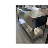 Borrelli Stainless Steel Double Bowl Sink 1600mm - Right Hand Drainer- Floor stock