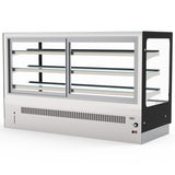 Spacious 815L Floor Standing Heated Food Display Showcase, Perfect for Restaurants and Cafeterias. Efficient Heating System Maintains Food Warmth. Back Angle Image.