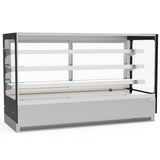 Spacious 815L Floor Standing Heated Food Display Showcase, Perfect for Restaurants and Cafeterias. Efficient Heating System Maintains Food Warmth. Back Angle Image.
