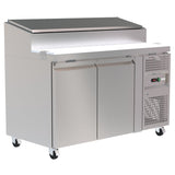 Compact 260L Prep Fridge, Perfect for Small Kitchen Spaces. Versatile Interior Layout for Efficient Ingredient Organisation. Front Angle Image.