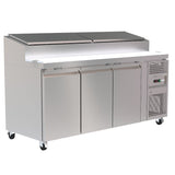 403L Prep Fridge, Ideal for Busy Kitchen Environments. Versatile Interior Layout for Efficient Ingredient Organisation. Front Angle Image.