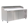 Spacious 560L Prep Fridge, Ideal for Busy Kitchen Environments. Versatile Interior Layout for Efficient Ingredient Organisation. Front Angle Image.