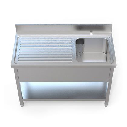 Borrelli Stainless Steel Single Bowl Sink 1200mm - Left Hand Drainer