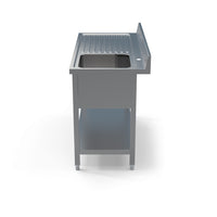 Upgrade Your Kitchen Workspace with our Stainless Steel Single Bowl Sink (1200mm) featuring a Left Hand Drainer. Crafted for durability and efficiency, this sink is designed for commercial use. Side_view.