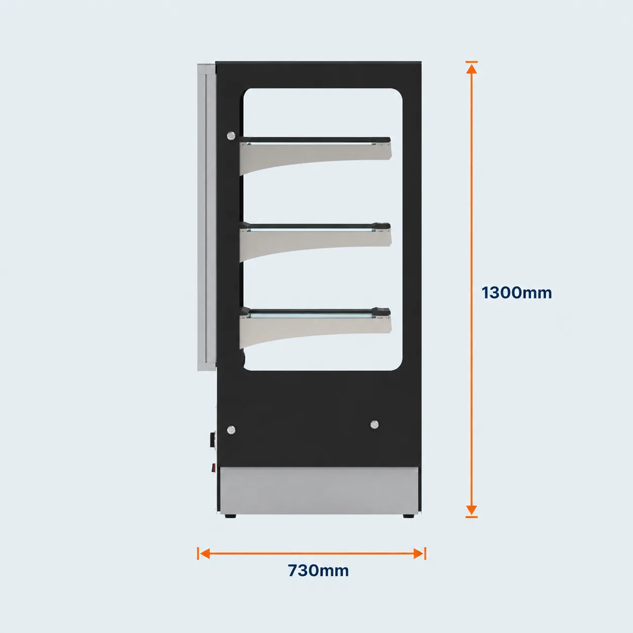 Borrelli 815Ltr Floor Standing Heated Food Showcase - Straight Glass Side view
