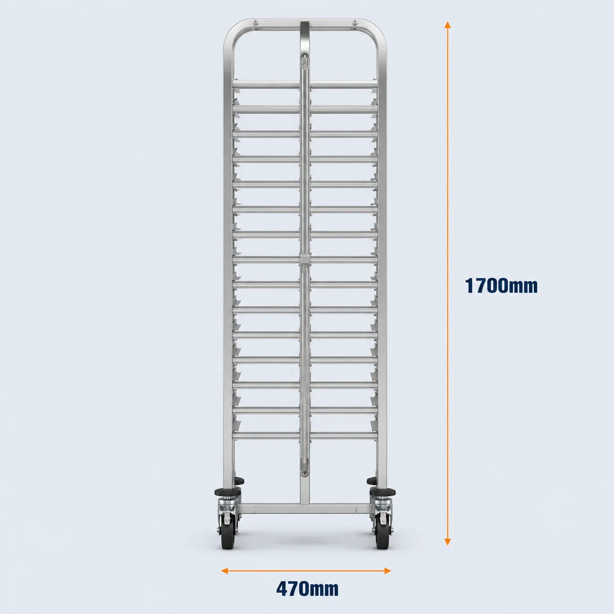 Borrelli Stainless Steel 15-Tier Baking Trolley 1 dimension drawing