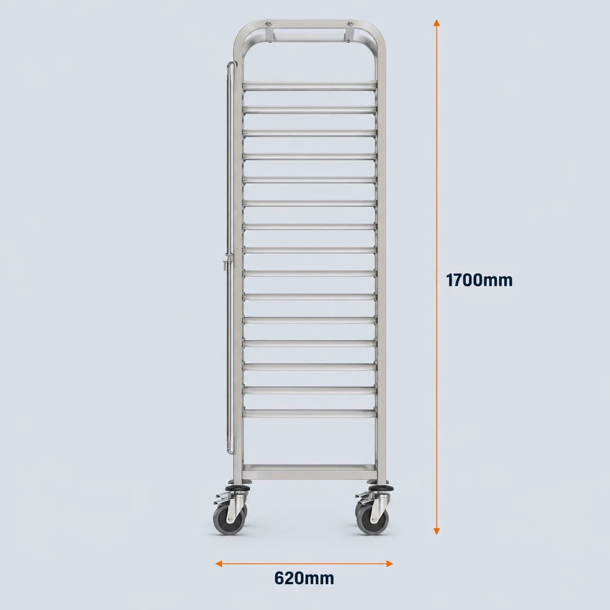 Borrelli Stainless Steel 15-Tier Baking Trolley 2 dimension drawing